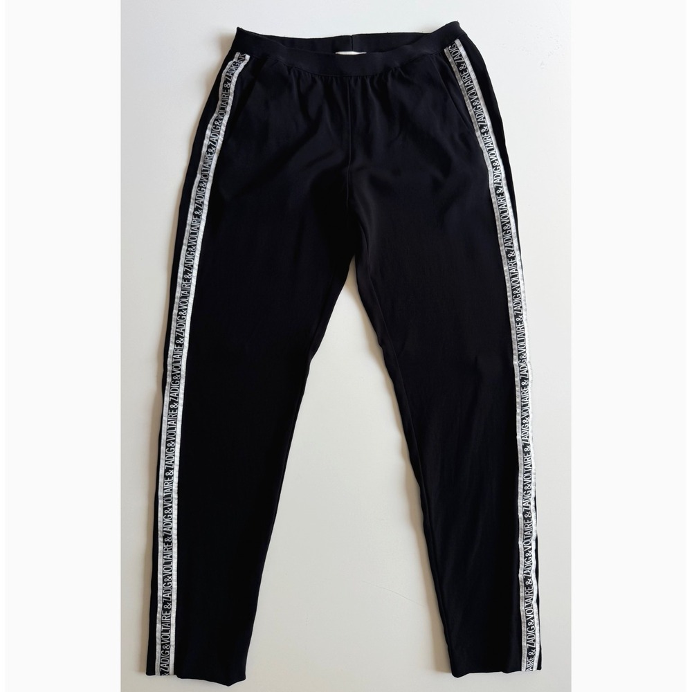 ZADIG & VOLTAIRE Paula Band Pants Sz 34 (US 2) Logo Side Stripe 26" Cropped